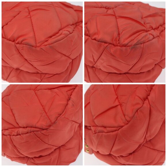 PRADA Hand Bag Nylon Leather Orange Gold Auth - Picture 16 of 16